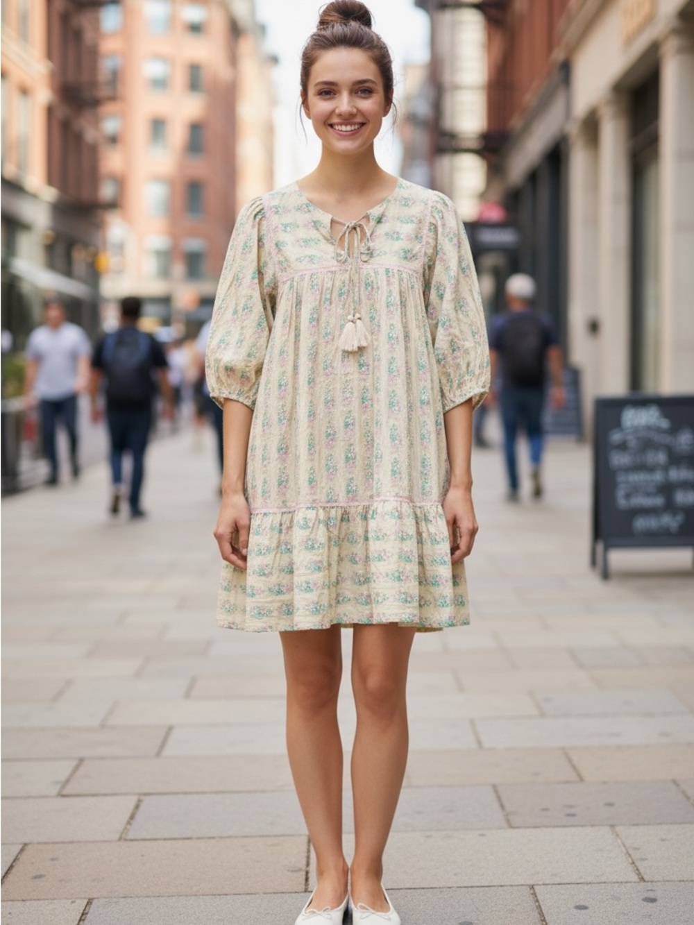 Umgee Cream Floral Mini Dress